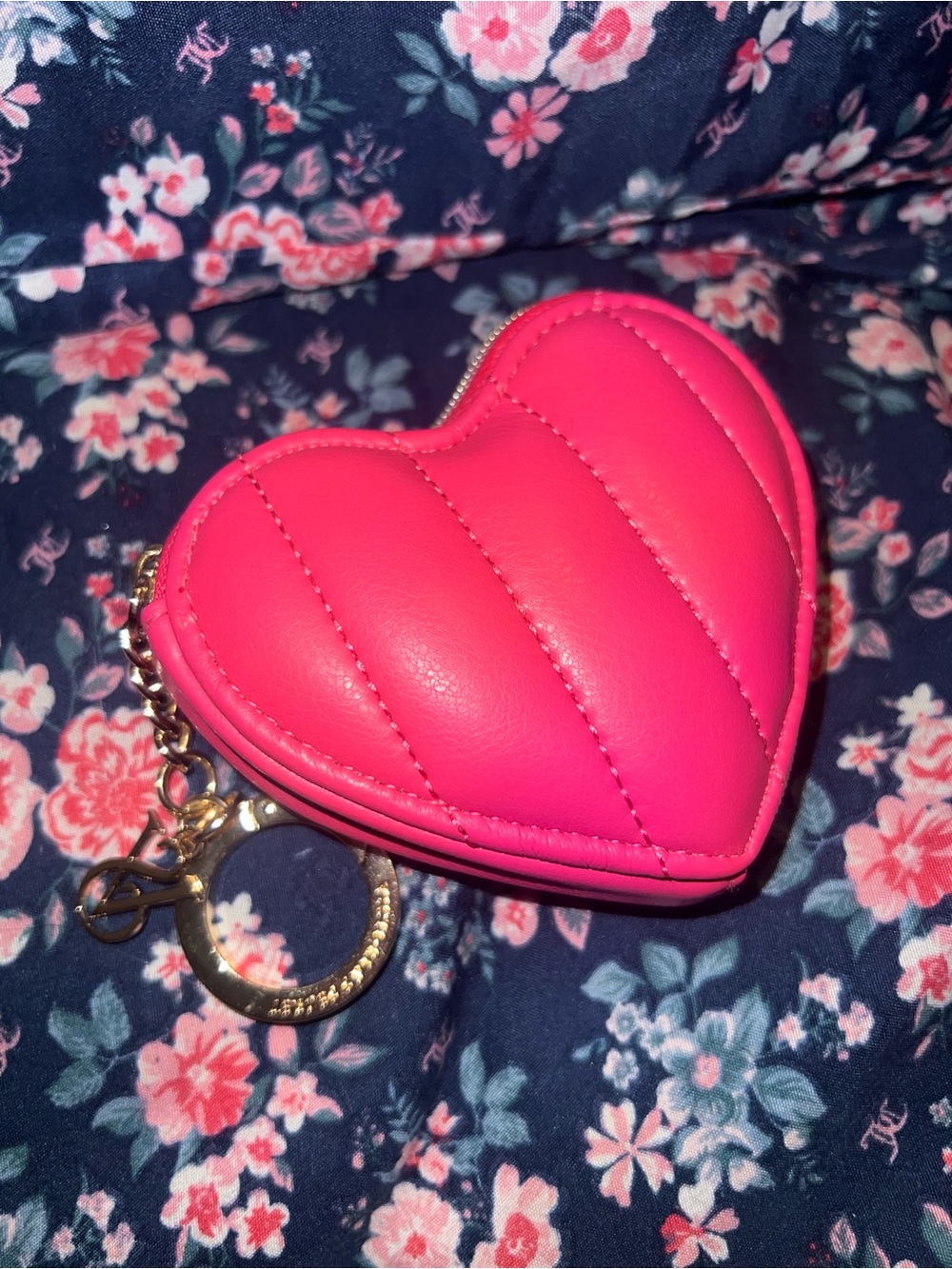 Victoria’s Secret puffy pink heart coin pouch keychain